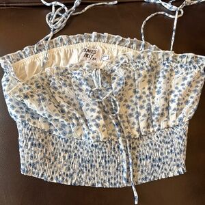 Princess Polly blue flower crop top size 6